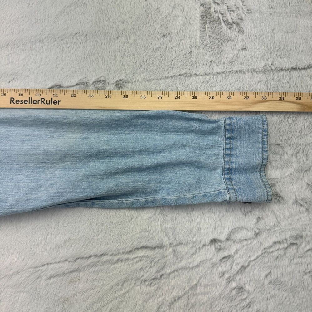 Levi's Shirt Mens Small Blue Denim Rivet Button Long Sleeve Y2K Vintage FLAWS - Picture 9 of 10